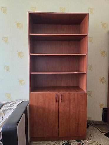 80 kub: Kitab şkafı – laminat/LDSP materialdan, tünd qəhvəyi (taxta fakturalı) — 1