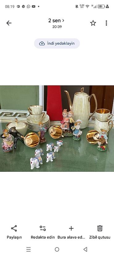 Çay dəsti, rəng - Qızılı, Farfor
