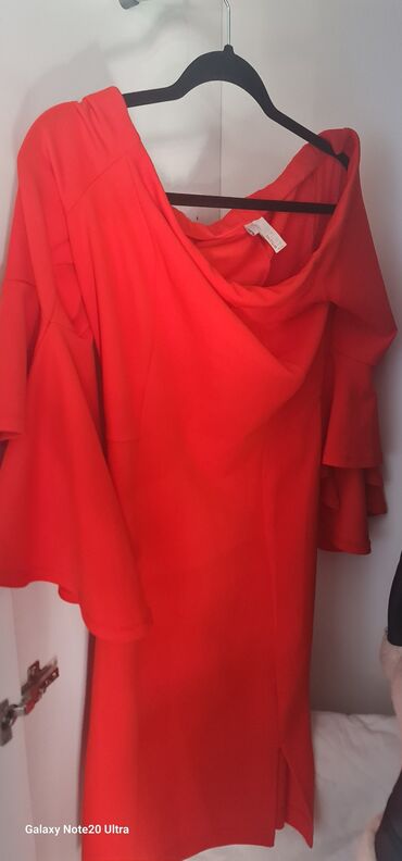 haljina sa perjem zara: Bgl L (EU 40), color - Red, Oversize, Long sleeves