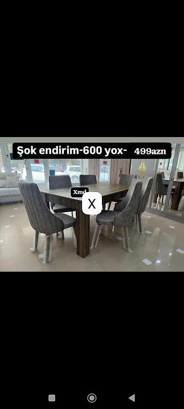 Yemək otağı dəsti – 1 masa + 6 stul Xüsusiyyətlər: - Stil: müasir