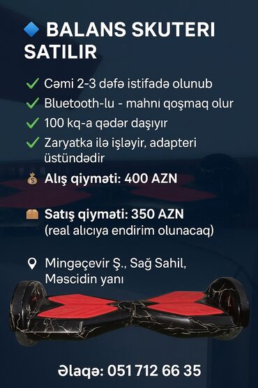 ipad air 4: 📢 Balans Skuteri Satılır Təcili Cəmi 2-3 dəfə istifadə olunub ✔
