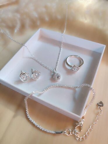 nakit od korala: Set: Earrings, Bracelet, Necklace, Material: Silver