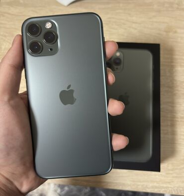 Apple iPhone: IPhone 11 Pro, 256 GB, Matte Midnight Green, Simsiz şarj, Face ID, Sənədlərlə