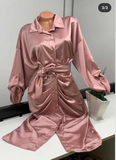 haljina poliestet duga: L (EU 40), M (EU 38), S (EU 36), color - Pink, Other style, Long sleeves