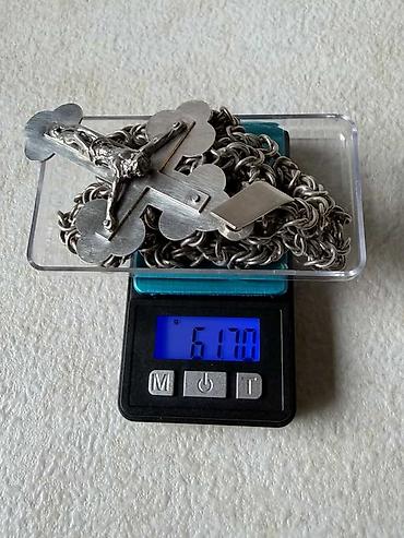 Ogrlice: Masivan srebrni lanac sa krstom 925 (61.7g, 57.5cm) Prodajem masivan — 8
