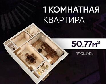 Продажа квартир: 1 комната, 50 м², Элитка, 10 этаж, ПСО (под самоотделку)