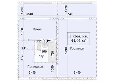 Батирлер: 1 бөлмө, 45 м², Гагарин көч. Элитка, 4 кабат, ПСО (өз алдынча бүтүрүү) — 3