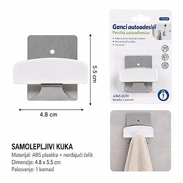 KMT 1 komad metalna i bela plastična kuka 2208307 Samolepljiva kuka