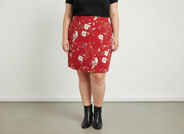 spódnice czerwone w białe grochy: Spódnica damska, rozmiar 4XL