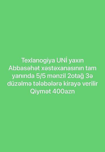 tap.az xudat: Kirayə mənzil – Texnologiya Universitetinə yaxın, Abbas Səhhət — 1