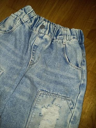 paraşüt şalvarlar: Uşaq cins şalvarı - Rəng: açıq mavi, yüngül “washed” effektli - — 4