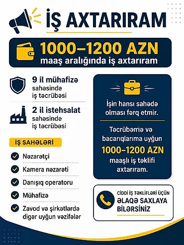 baki qusar taksi: 📢 İŞ AXTARIRAM 1000–1200 AZN maaş aralığında iş axtarıram. 🔹 9 il — 1