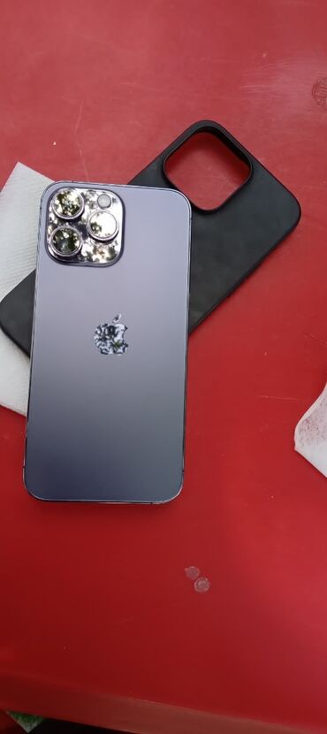 корпоратив номера: IPhone 14 Pro Max, Колдонулган, Deep Purple, Заряддоочу түзүлүш, Коргоочу айнек, Каптама