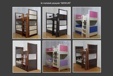 İkimərtəbəli uşaq çarpayıları: Oğlan və qız üçün, Yeni, Çarpayı, Matras ilə, Siyirməli, Taxta — 12