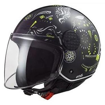 oxelo stitnici: Otvorena moto kaciga sa vizirom – grafika crno/fluorescentno žuta - — 3