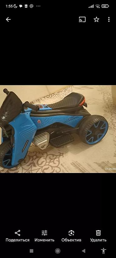 Детские электрокары: Uşaq üçün elektrikli üçtəkərli motosiklet - Rəng: mavi-qara - Korpus — 1