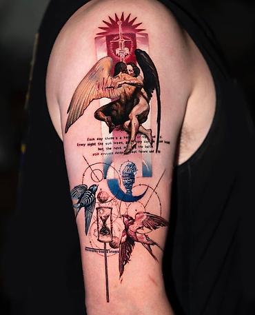 plastik qapi pencere kreditle: Tattooya model axtarilir. Dizayn antik fəlsəfi səhnə, incə kontur — 2
