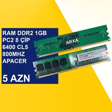 Masaüstü kompüterlər və iş stansiyaları: Operativ yaddaş (RAM) 1 GB, < 1333 Mhz, DDR2, PC üçün, İşlənmiş