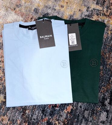 new yorker нови пазар: Short sleeves T-shirt, Balmain, color - Blue, Cotton