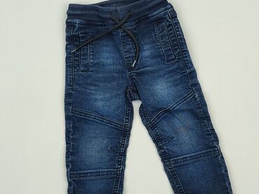 kontrastowe jeansy o kroju mom fit: Spodnie jeansowe, Coccodrillo, 1.5-2 lat, 92, stan - Bardzo dobry