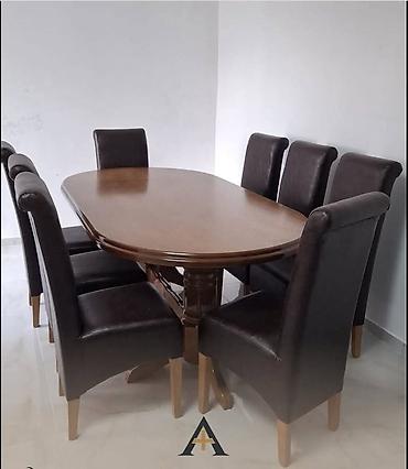 Gazišta za stepenice: Sto baluster Dimenzije: 200×100 Cena: 194 € Stolice kljun Eko koza — 1
