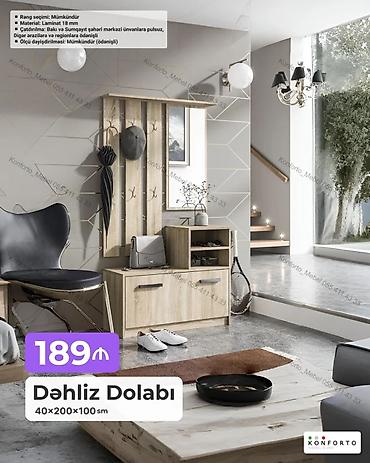 Шкафы: Dəhliz Dolabı – 40×200×100 sm - Funksional dəst: asılqan panelləri — 1