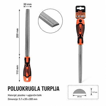 KMT Dvobojni drška okrugli nož 9363563 Poluokrugla turpija sa