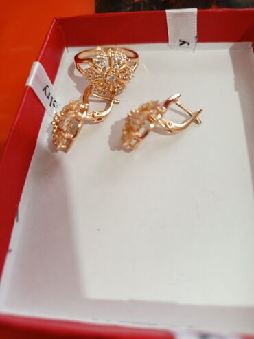 Bijuteriya dəstləri: Üzük və sırğalar - Rəng: qızılı qirmizi rus qizili rengi rose gold - — 15