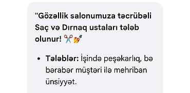 uzun dirnaq modelleri: Gözəllik salonu üçün vakansiya: Təcrübəli Saç və Dırnaq ustaları — 1