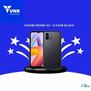 kreditle telefonlar: Xiaomi Redmi A2 Plus, 32 ГБ, цвет - Черный, 
 Гарантия, Кредит, Сенсорный