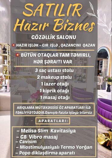 drnaq aparatı: *SATILIR / HAZIR GÖZƏLLİK SALONU (Nərimanov, Bakı)* 💥 *Hazır işlək