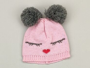 czapka różowa zimowa: Czapka, 38-39 cm, stan - Dobry
