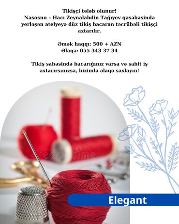gecə novbəsi işlər: Tikişçi tələb olunur, 1 ildən az təcrübə, 6/1, Aylıq ödəniş