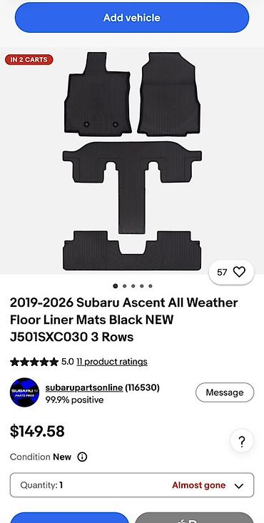 outback 2019: Продаю оригинальные всесезонные резиновые полики полный комплект — 7