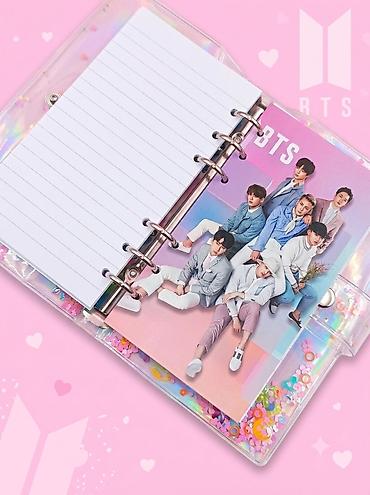 Канцтовары: BTS temalı bloknot - 80 ədəd xətli vərəq - Səhifə ölçüsü: 10×17 sm - — 2
