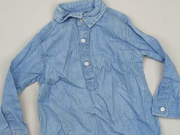 bluzki z długim rękawem basic: Koszula 1.5-2 lat, stan - Bardzo dobry, wzór - Jednolity kolor, kolor - Niebieski