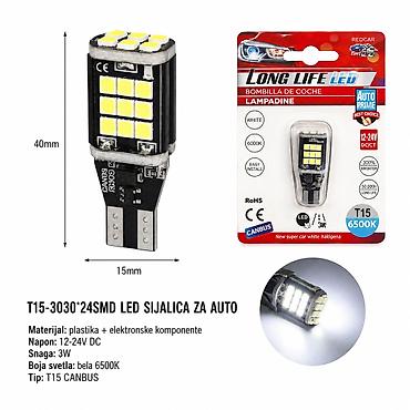 KMT W16W T15 auto LED sijalica, 24 SMD, belo svetlo 2000491 Opis: -