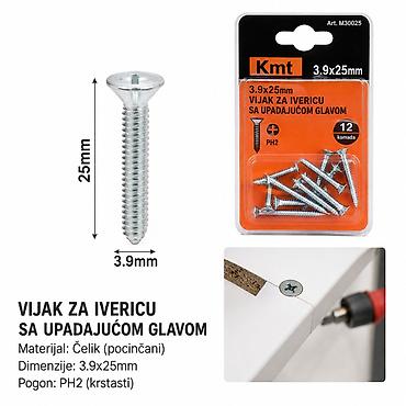 KMT Samobušeći šraf sa upuštenom glavom 3.9×25 mm – Kmt style - Tip
