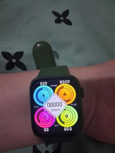 apple watch 10: Смарт-часы с прямоугольным экраном и силиконовым ремешком цвета хаки — 6