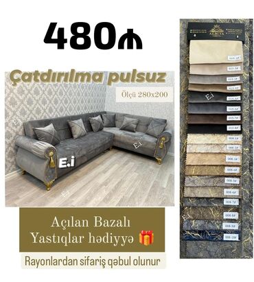 Divanlar: Künc divan, Yeni, Açılan, Bazalı, Vеlur parça, Pulsuz çatdırılma — 2