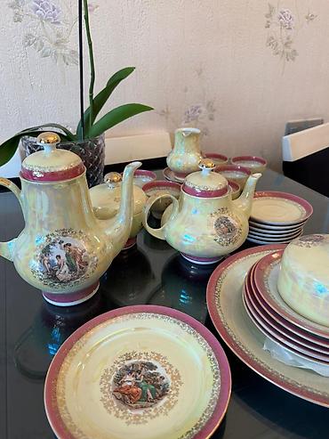 top çaylar: Çay dəsti, rəng - Çəhrayı, Farfor — 4