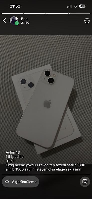 honor magic 6 pro aksesuar: IPhone 13, 128 GB, Ağ, Face ID — 1