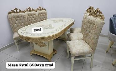 Masa və oturacaq dəstləri: Qonaq otağı üçün, Yeni, Açılan, Dördbucaq masa, 6 stul — 9