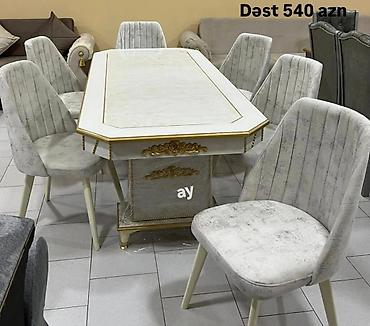 *Masa desti 540AZN* 🔹 MDF masa olcu 93×2 🔹 6 ədəd stul 🔹 Rəng seçimi lalafo.az -da *Masa desti 540AZN* 🔹 MDF masa olcu 93×2 🔹 6 ədəd stul 🔹 Rəng seçimi