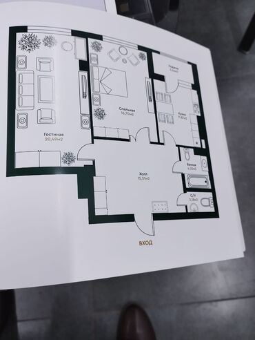 сдается комната кок жар: 2 комнаты, 77 м², Элитка, 10 этаж, ПСО (под самоотделку)