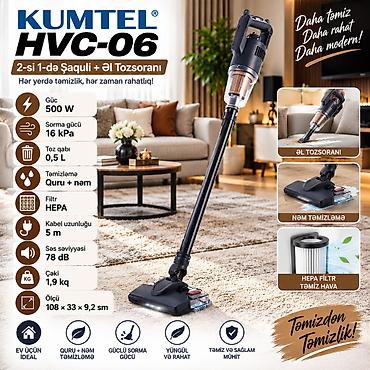 Tozsoranlar: №: 17234 Məhsulun adı: Vertikal tozsoran Kumtel HVC-06 Brend: Kumtel — 2