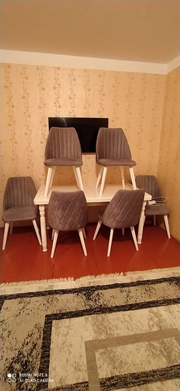 2 ci el stol: Qonaq otağı üçün, İşlənmiş, Açılan, Dördbucaq masa, 6 stul