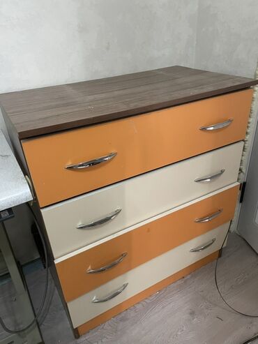 стол с двумя ящиками: Кийим үчүн комод, Күзгүсүз, ЛДСП, түсү - Ток сары