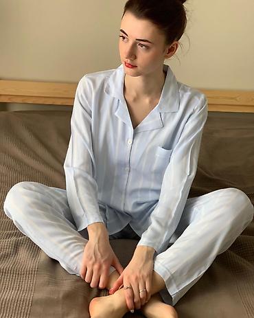 Пижамы: Пижама, Сатин, Турция, В полоску, XS, S, M — 9