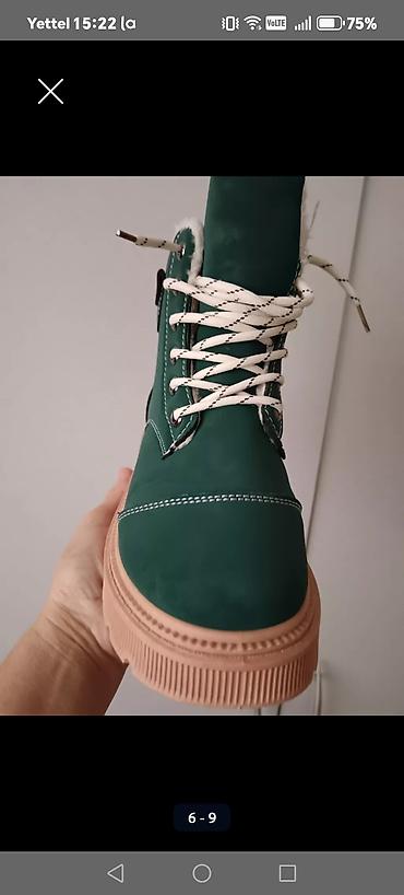 Gležnjače: Ženske zimske čizme do članka - Boja: tamnozelena gornjište, bež đon — 5